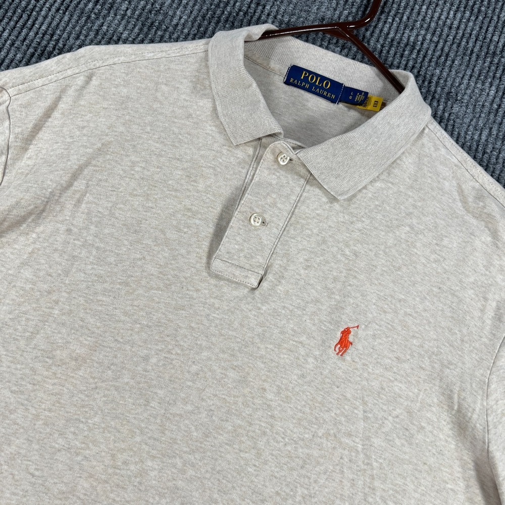 Polo Ralph Lauren Shirt Mens Large Beige Short Sleeve Casual Soft Outdoor Golf